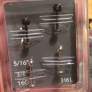 3 Piece Spencers/Hot Topic Professional Grade Stud Piercing Labrets